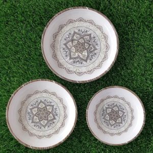 Set Of 3 Printed Double Glazed Melamine Dinner Plates Pakistan