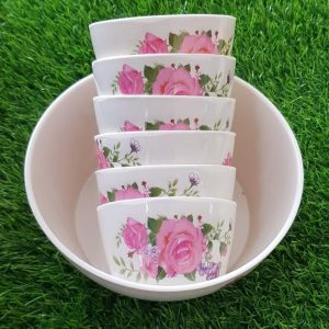 Set Of Seven Pieces Glazed Melamine Custard Bowls Pakistan