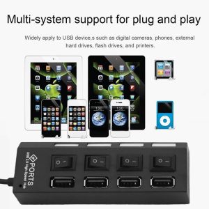 High Speed 4 Port USB 2.0 External Multi Expansion Hub Pakistan
