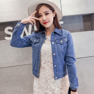 Spring Autumn Women Clothing Cowboy Solid Denim Jacket Pakistan