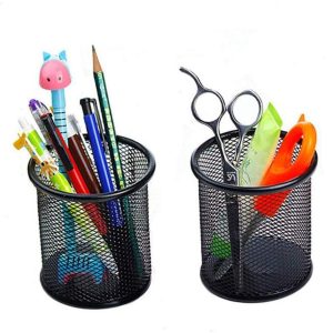 Black Metal Stand Mesh Style Pen Pencil Ruler Holder Desk Pakistan